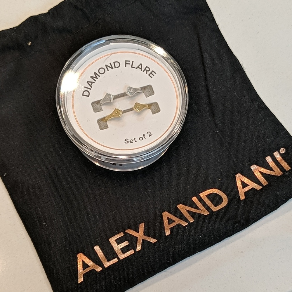 Alex and Ani diamond flare rings set of two